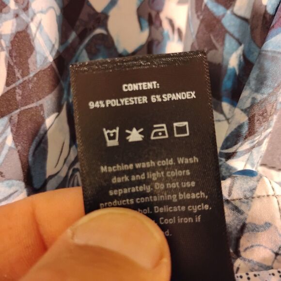 7 Diamonds shirt mens M Medium blue all over print floral performance 4 way - Picture 6 of 7